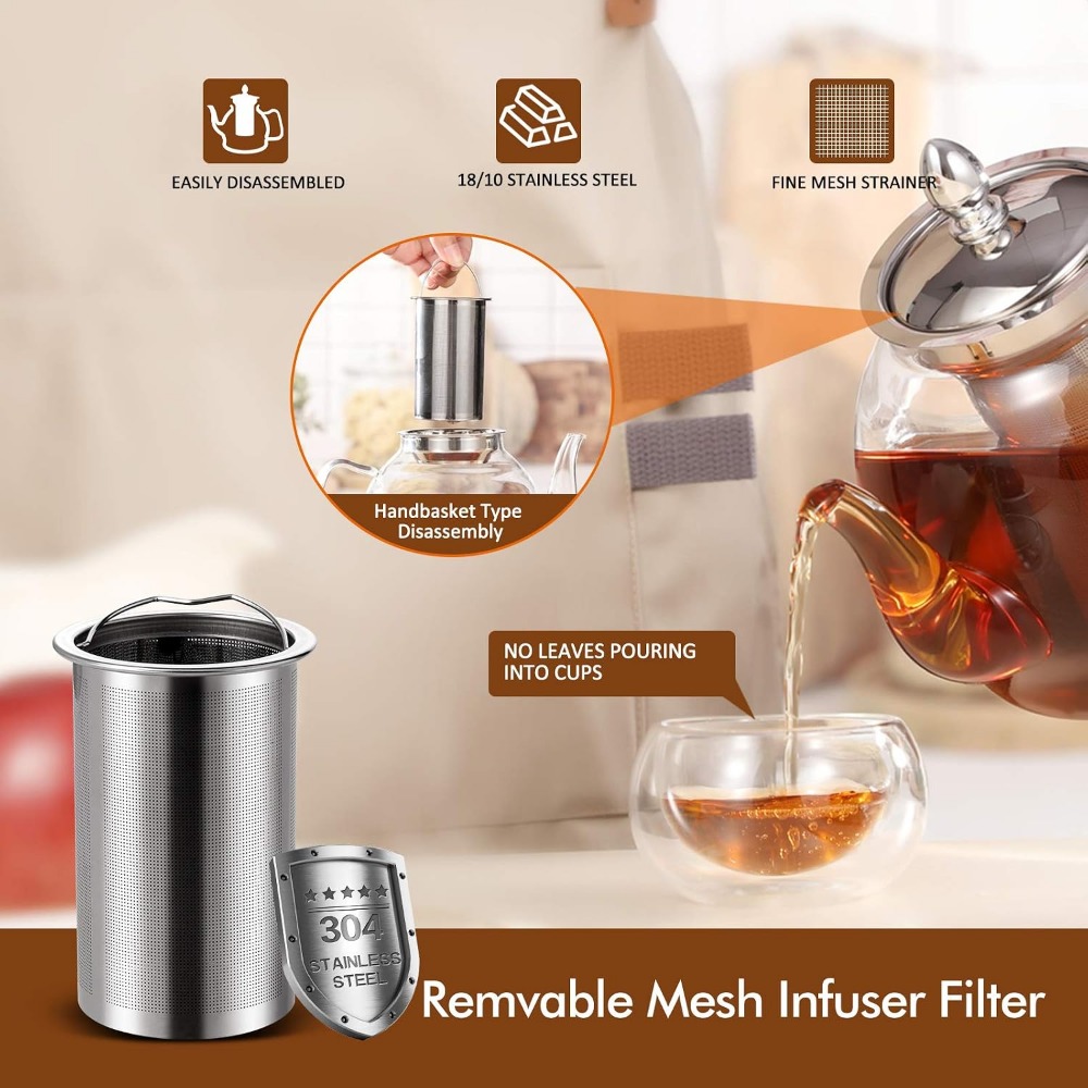 1000ml 유리 티포트, 분리형 인퓨저 포함, 가스레 - Loose Leaf Tea Infuser 리뷰 및 가격