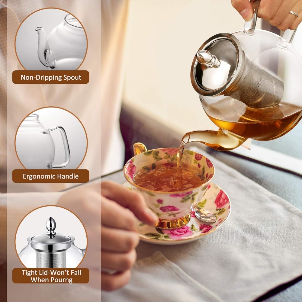 1000ml 유리 티포트, 분리형 인퓨저 포함, 가스레 - Loose Leaf Tea Infuser 리뷰 및 가격
